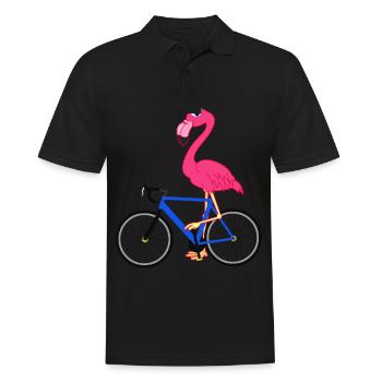 Flamingo Fahrrad Rennrad Comic Kawaii Geschenk - Männer Poloshirt - Schwarz - Vorne - Kai (181cm)