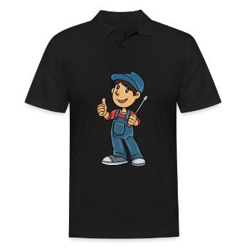 Mechaniker Auto lustig Werkzeug Comic Geschenk - Männer Poloshirt - Schwarz - Vorne - Kai (181cm)