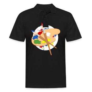 Kunst Palette Farben Pinsel malen Geschenkidee - Männer Poloshirt - Schwarz - Vorne - Kai (181cm)
