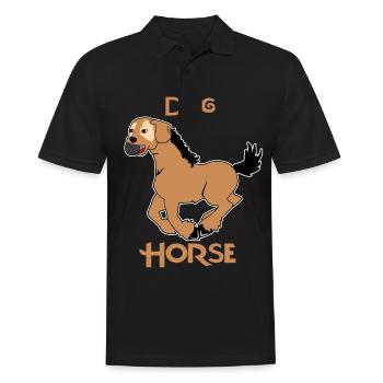 Hund Pferd Comic lustig funny Geschenkidee - Männer Poloshirt - Schwarz - Vorne - Kai (181cm)