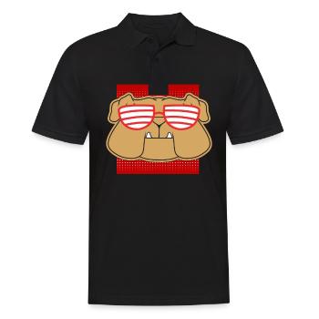 Bulldogge Hund Sonnenbrille retro Comic Geschenk - Männer Poloshirt - Schwarz - Vorne - Kai (181cm)