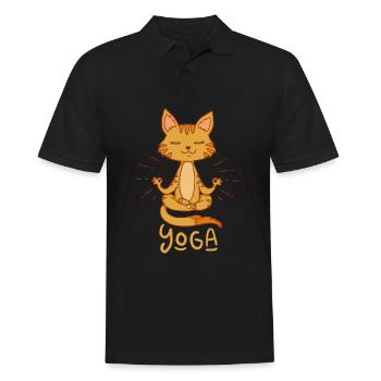 Katze Yoga meditieren süße Geschenkidee - Männer Poloshirt - Schwarz - Vorne - Kai (181cm)