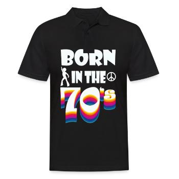Idée de cadeau de chemise d'anniversaire de paix des années 70 de hippie - Polo Homme - noir - Devant - Kai (181cm)