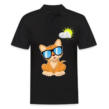 Katze Sonnenbrille comic Kawaii Geschenk kinder - Männer Poloshirt - Schwarz - Vorne - Kai (181cm)