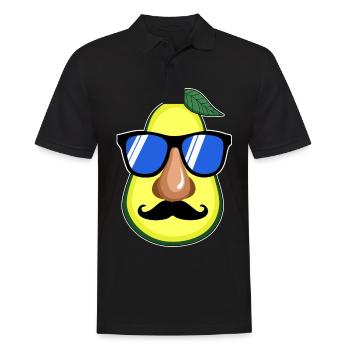 Avocado visage lunettes moustache Kawaii cadeau - Polo Homme - noir - Devant - Kai (181cm)