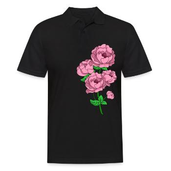 Peonies Flower Rose Spring Gift Idea - Men's Polo Shirt - black - Front - Kai (181cm)