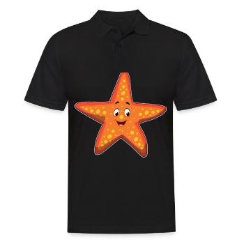 Seestern Kawaii Meer Kindershirt süss Geschenkidee - Männer Poloshirt - Schwarz - Vorne - Kai (181cm)