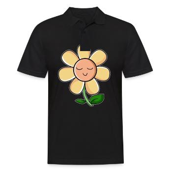 Blume Sonnenblume comic kawaii niedlich Geschenk - Männer Poloshirt - Schwarz - Vorne - Kai (181cm)