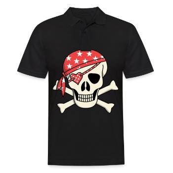 pirat Totenkopf girly augenklappe geschenkidee - Männer Poloshirt - Schwarz - Vorne - Kai (181cm)