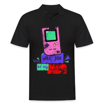 Game Boy 90s Konsole Vintage Retro Distressed - Männer Poloshirt - Schwarz - Vorne - Kai (181cm)