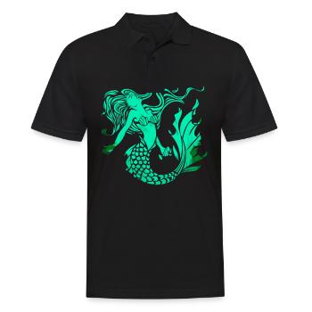 Meerjungfrau Seejungfrau Nixe Märchen - Männer Poloshirt - Schwarz - Vorne - Kai (181cm)