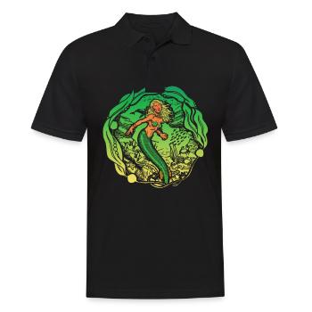 Meerjungfrau Seejungfrau Nixe Märchen - Männer Poloshirt - Schwarz - Vorne - Kai (181cm)