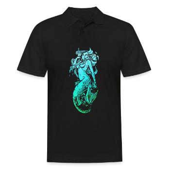 Meerjungfrau Seejungfrau Nixe Märchen - Männer Poloshirt - Schwarz - Vorne - Kai (181cm)