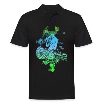 Meerjungfrau Seejungfrau Nixe Märchen - Männer Poloshirt - Schwarz - Vorne - Kai (181cm)