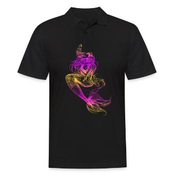 Meerjungfrau Seejungfrau Nixe Märchen - Männer Poloshirt - Schwarz - Vorne - Kai (181cm)