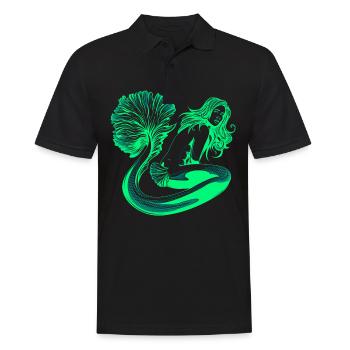 Meerjungfrau Seejungfrau Nixe Märchen - Männer Poloshirt - Schwarz - Vorne - Kai (181cm)