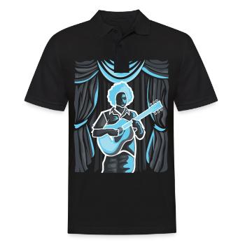 Akustik Gitarrist - Männer Poloshirt - Schwarz - Vorne - Kai (181cm)
