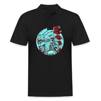 Indianer Ureinwohner Federschmuck Native Häuptling - Männer Poloshirt - Schwarz - Vorne - Kai (181cm)