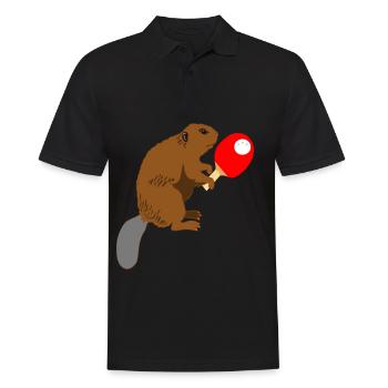 Table tennis racket Beaver rodent gifts - Men's Polo Shirt - black - Front - Kai (181cm)