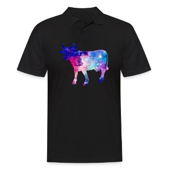 Galaxy Cow Space Gift - Men's Polo Shirt - black - Front - Kai (181cm)