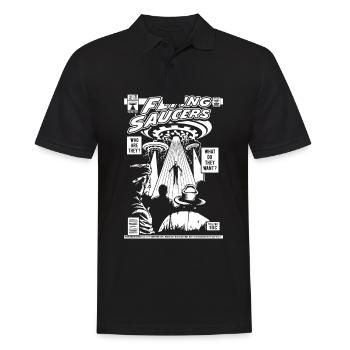 Alien Kidnapping Comic Ufo Flying Saucer - Men's Polo Shirt - black - Front - Kai (181cm)