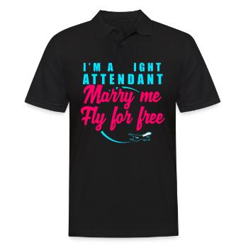 Stewardess Flight Attendant Flying Pilot Aircraft - Men's Polo Shirt - black - Front - Kai (181cm)