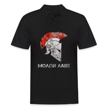 Sparta Krieger Helm Molon Labe - Männer Poloshirt - Schwarz - Vorne - Kai (181cm)