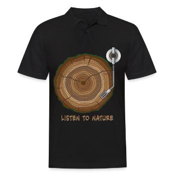 Musique Vinyle Nature Arbre Platine Cadeau - Polo Homme - noir - Devant - Kai (181cm)