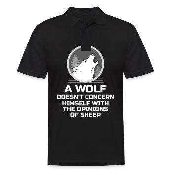 Wolf - Kümmert sich nicht um die Meinung der schaf - Männer Poloshirt - Schwarz - Vorne - Kai (181cm)