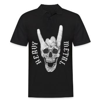 Heavy Metal Musik Totenkopf Teufelshörner-Zeichen - Männer Poloshirt - Schwarz - Vorne - Kai (181cm)
