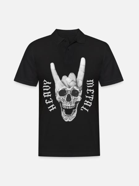 Heavy metal music skull devil horn sign - Men's Polo Shirt - black