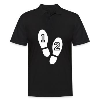 schritte schuhe laufen gehen - Männer Poloshirt - Schwarz - Vorne - Kai (181cm)