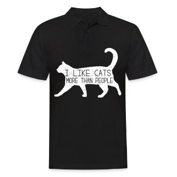 J'aime les chats mieux que les gens idée cadeau - Polo Homme - noir - Devant - Kai (181cm)