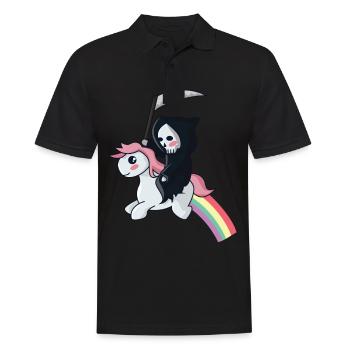 Sensenmann auf einem Einhorn - Männer Poloshirt - Schwarz - Vorne - Kai (181cm)