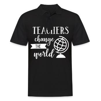 Lehrer Geschenk Bildung Schule Sprüche Lehramt - Männer Poloshirt - Schwarz - Vorne - Kai (181cm)