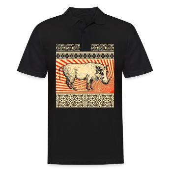 Warzenschwein - Männer Poloshirt - Schwarz - Vorne - Kai (181cm)