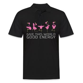 Flamingo disant yoga cadeau drôle drôle - Polo Homme - noir - Devant - Kai (181cm)