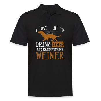 Un chien qui boit de la bière pend avec mon cadeau - Polo Homme - noir - Devant - Kai (181cm)