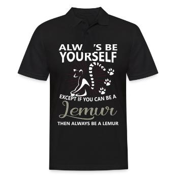 Lemur Tier - Männer Poloshirt - Schwarz - Vorne - Kai (181cm)