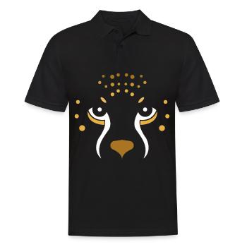 leopard Tier - Männer Poloshirt - Schwarz - Vorne - Kai (181cm)