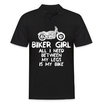 Biker Girl - Tout ce dont j'ai besoin entre mes jambes, c'est mon vélo - Polo Homme - noir - Devant - Kai (181cm)