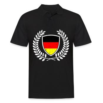 Deutschland deutsche Flagge Wappen Kranz Sport Fan - Männer Poloshirt - Schwarz - Vorne - Kai (181cm)