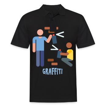 Graffitis - Graffitti - Polo Homme - noir - Devant - Kai (181cm)