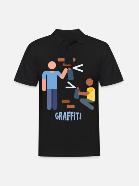 Graffitis - Graffitti - Polo Homme - noir