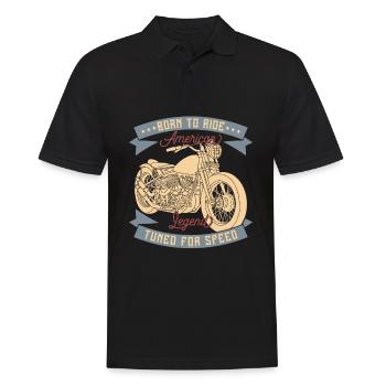 Amerika Legende Motorrad Geboren Fahren Oldtimer - Männer Poloshirt - Schwarz - Vorne - Kai (181cm)