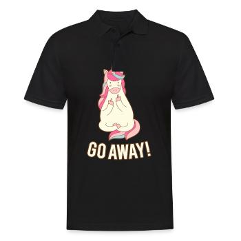 Unicorn Einhorn Geh Weg Mittelfinger Lustig - Männer Poloshirt - Schwarz - Vorne - Kai (181cm)