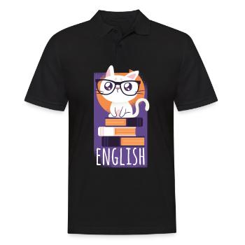 Englisch Übersetzer Katze Tshirt Geschenk - Männer Poloshirt - Schwarz - Vorne - Kai (181cm)