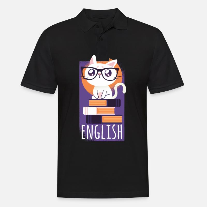 Englisch Übersetzer Katze Tshirt Geschenk - Männer Poloshirt - Schwarz