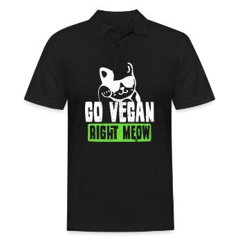 Vegane Katze gehen veganes rechtes Meow Geschenk - Männer Poloshirt - Schwarz - Vorne - Kai (181cm)