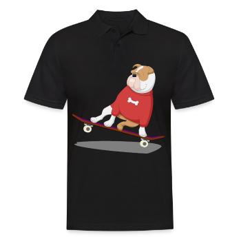 französische Bulldogge Skateboard Hund Puppie - Männer Poloshirt - Schwarz - Vorne - Kai (181cm)